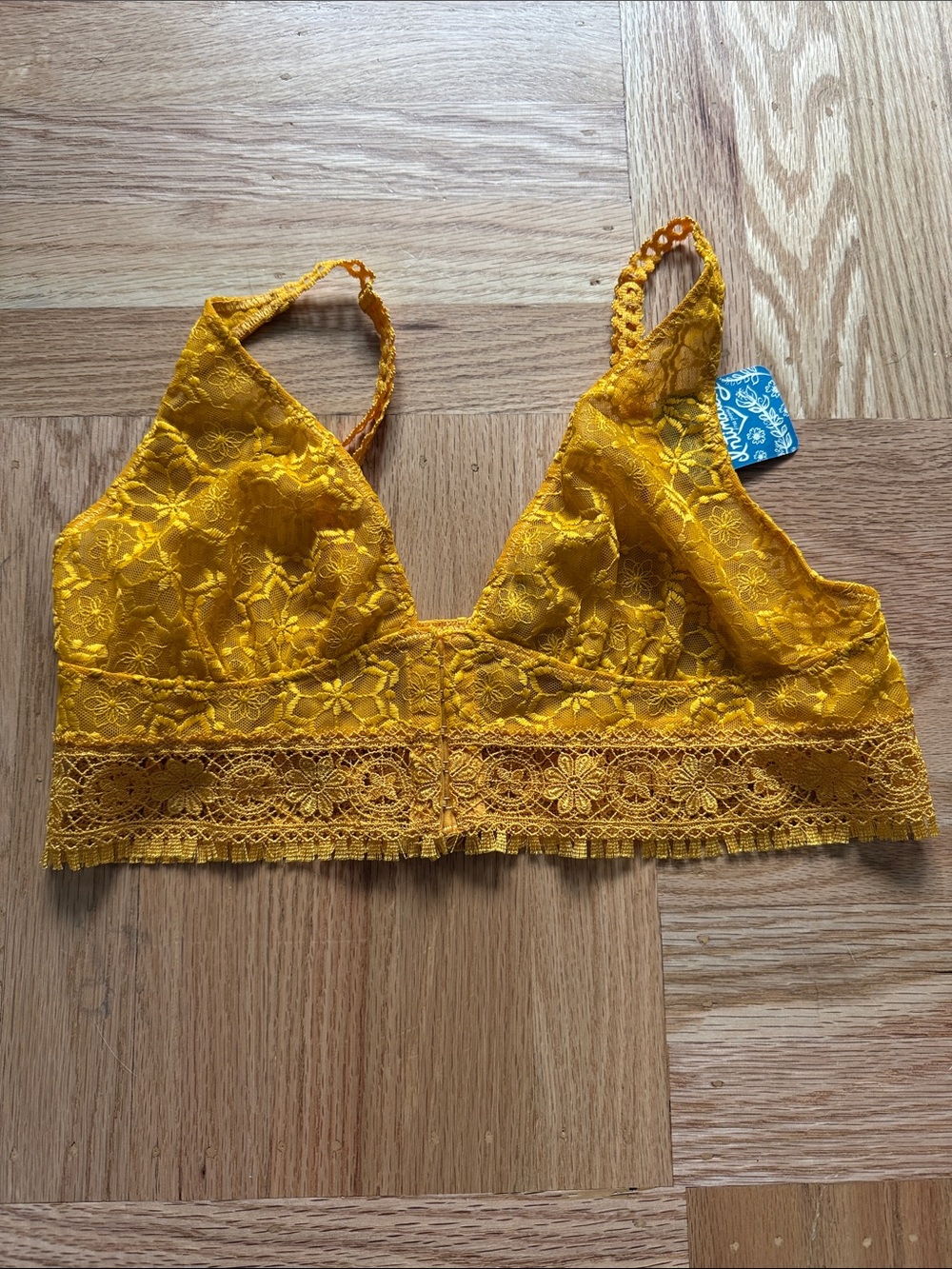 Free People Floral Lace Bralette in Mustard (Sardinia Sunset)
